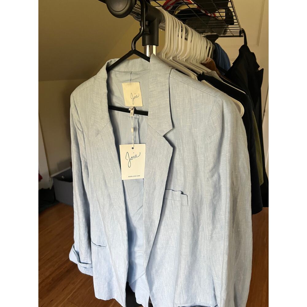 NEW Joie Blue Lightweight Linen Blazer Women's 12 - Picture 3 of 7